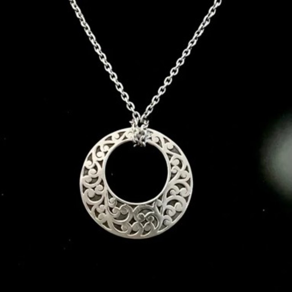 Lois Hill Sterling Silver Reversible Round Pendant Necklace
